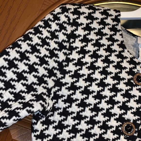 Vintage Morgin Black & White Houndstooth Print Button Front Blazer Dress Coat - Picture 4 of 16